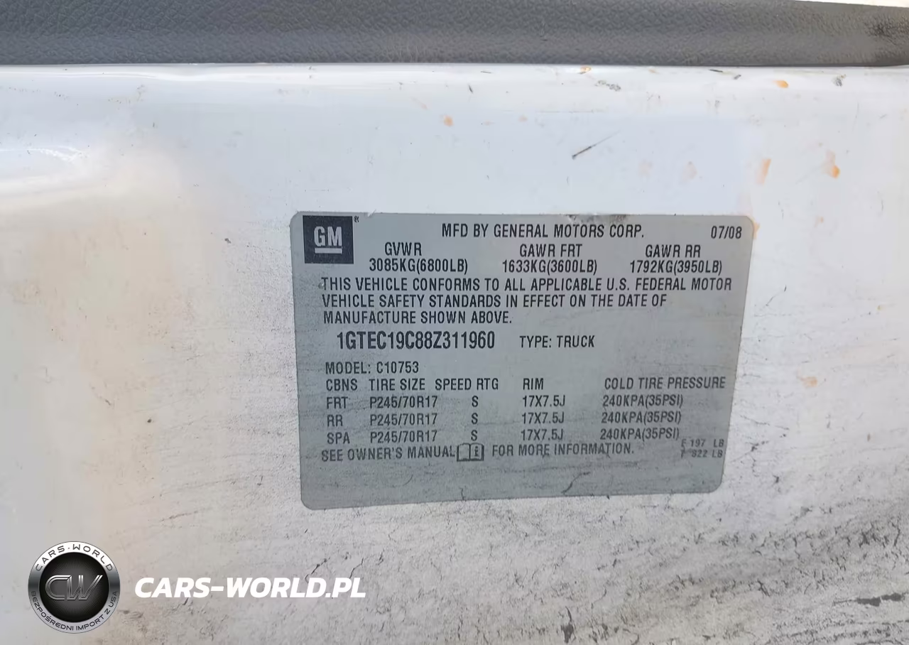 2008 GMC Sierra 1500 Work Truck VIN:1GTEC19C88Z311960 - 9