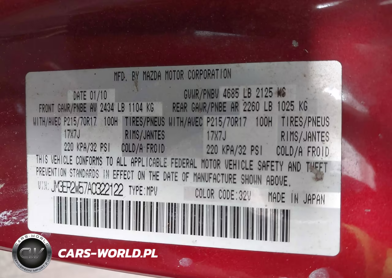 2010 Mazda Cx-7 I Sv VIN:JM3ER2W57A0322122 - 9