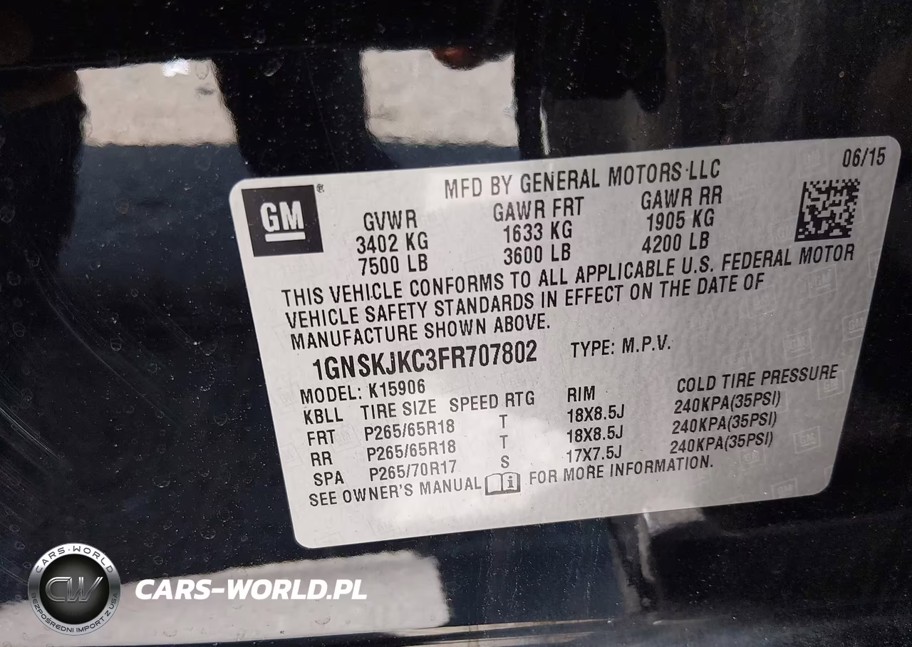 2015 Chevrolet Suburban 1500 Lt VIN:1GNSKJKC3FR707802 - 9