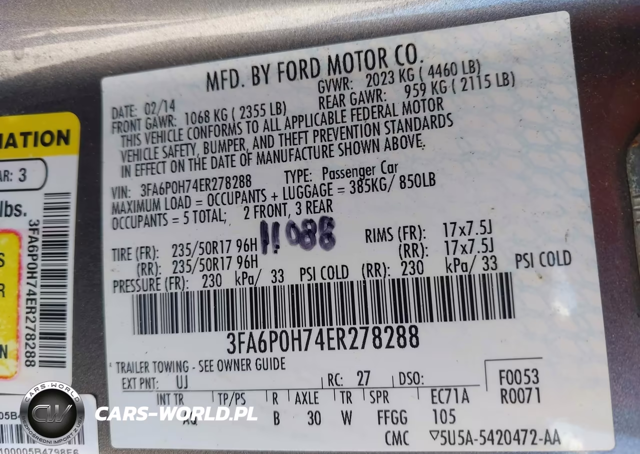 2014 Ford Fusion Se VIN:3FA6P0H74ER278288 - 9