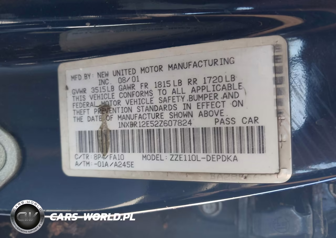 2002 Toyota Corolla Le VIN:1NXBR12E52Z607824 - 9