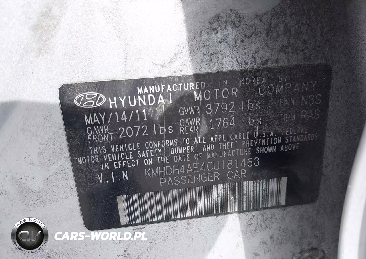 2012 Hyundai Elantra Limited (Ulsan Plant) VIN:KMHDH4AE4CU181463 - 9