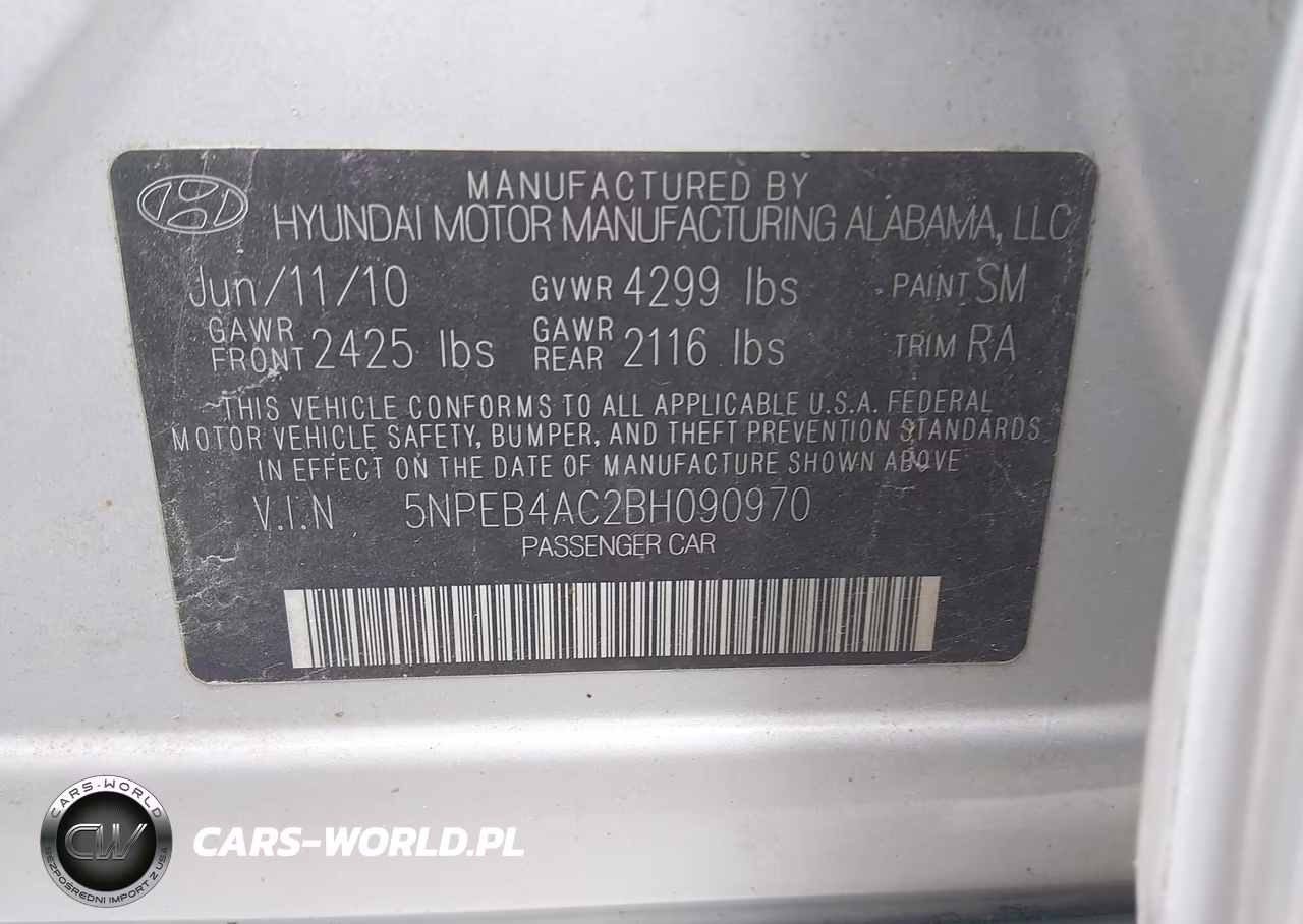 2011 Hyundai Sonata Gls VIN:5NPEB4AC2BH090970 - 9
