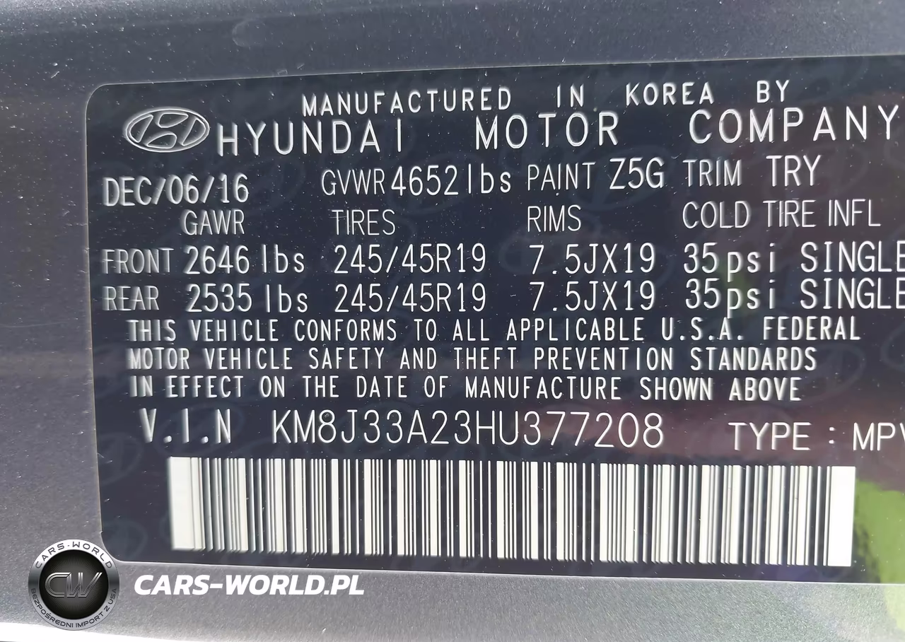 2017 Hyundai Tucson Limited VIN:KM8J33A23HU377208 - 9
