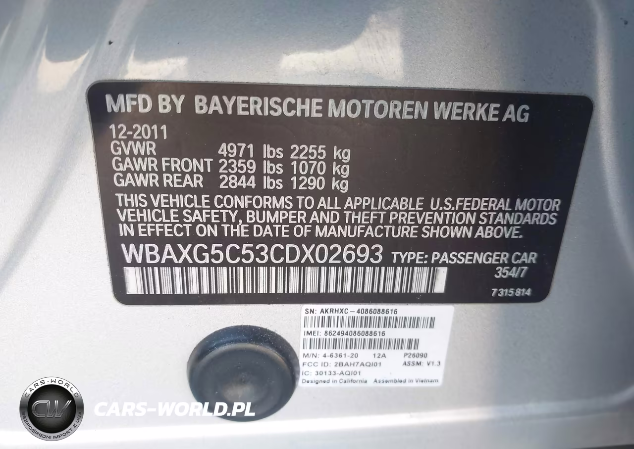 2012 BMW 528 I VIN:WBAXG5C53CDX02693 - 9