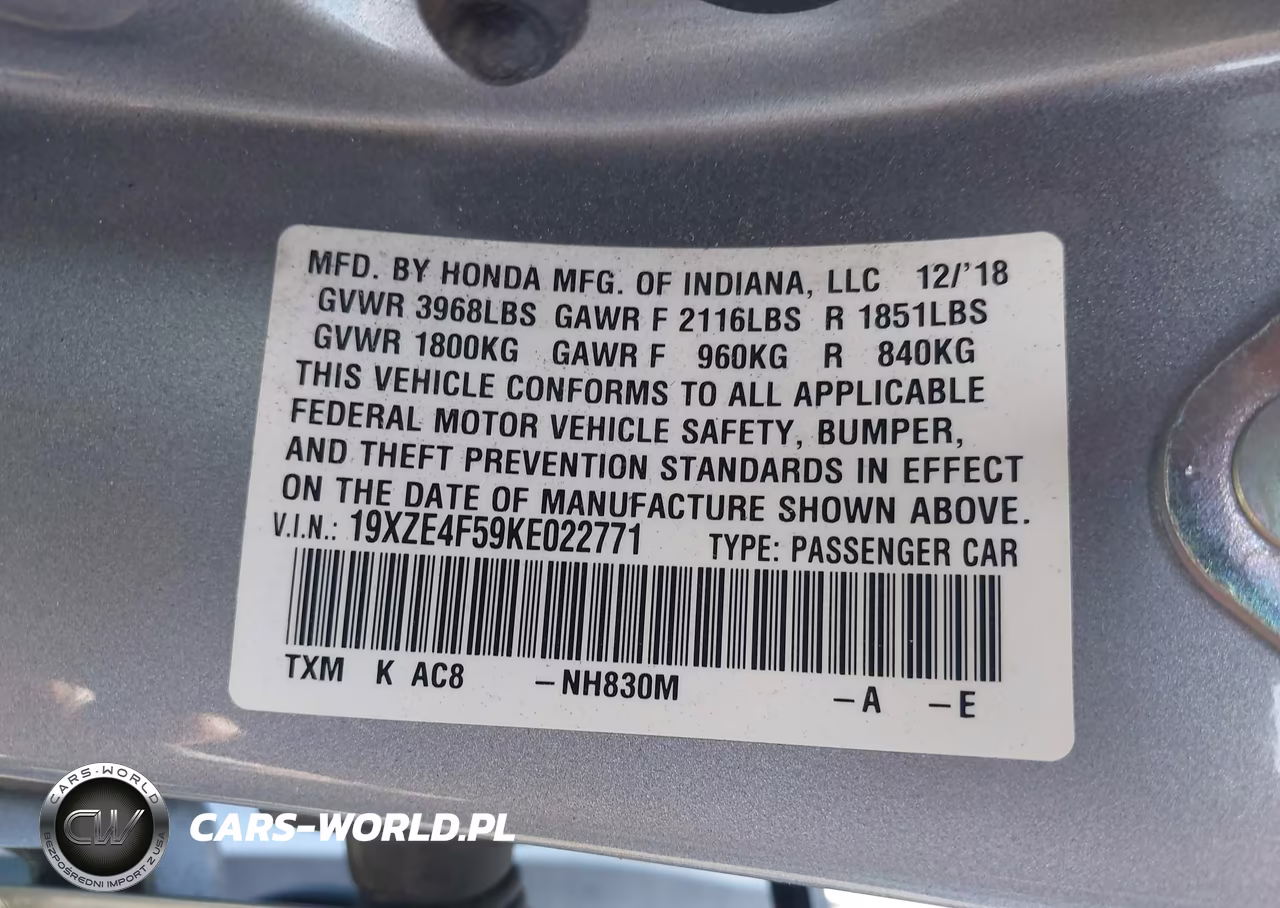 2019 Honda Insight Ex VIN:19XZE4F59KE022771 - 9