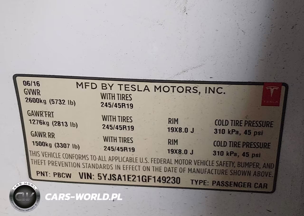 2016 Tesla Model S 60D-70D-75D-85D-90D VIN:5YJSA1E21GF149230 - 9