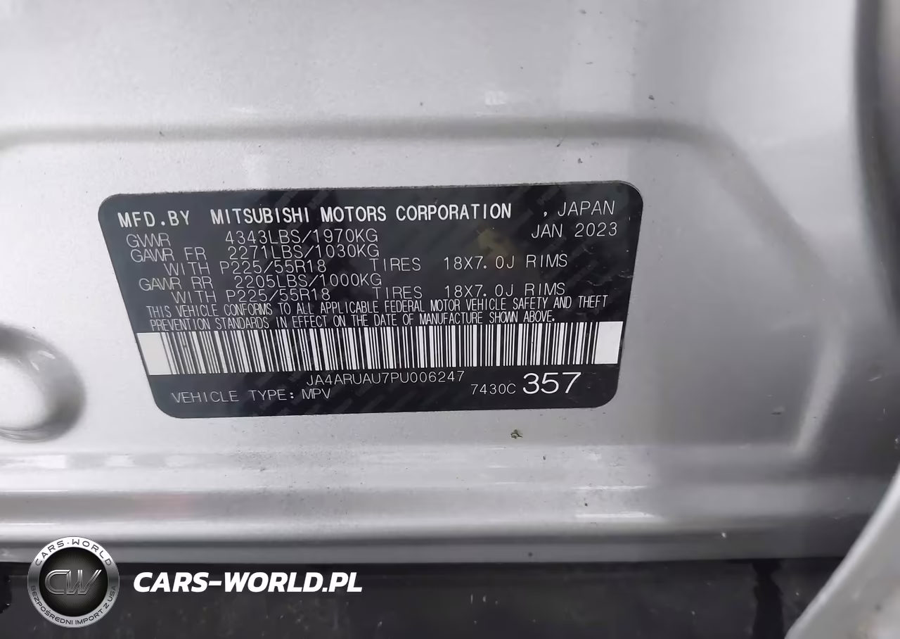 2023 Mitsubishi Outlander Sport 2.0 Es Awc-2.0 Le Awc-2.0 Ralliart Awc-2.0 S Awc-2.0 Se Awc VIN:JA4ARUAU7PU006247 - 9