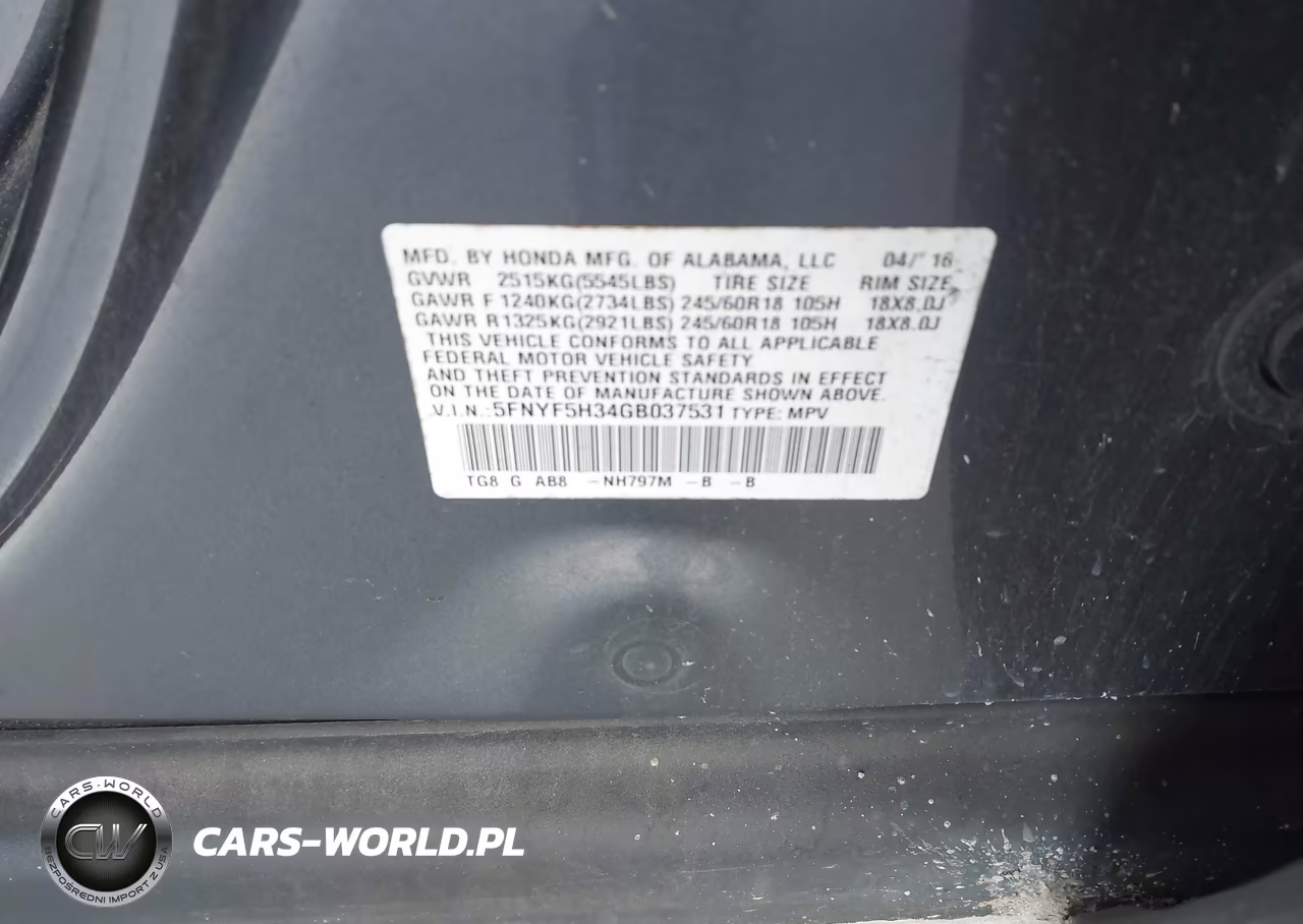2016 Honda Pilot Ex VIN:5FNYF5H34GB037531 - 9