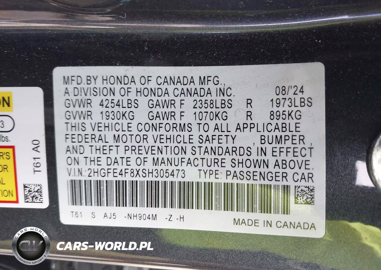 2025 Honda Civic Hybrid Sport-Sport Touring VIN:2HGFE4F8XSH305473 - 9