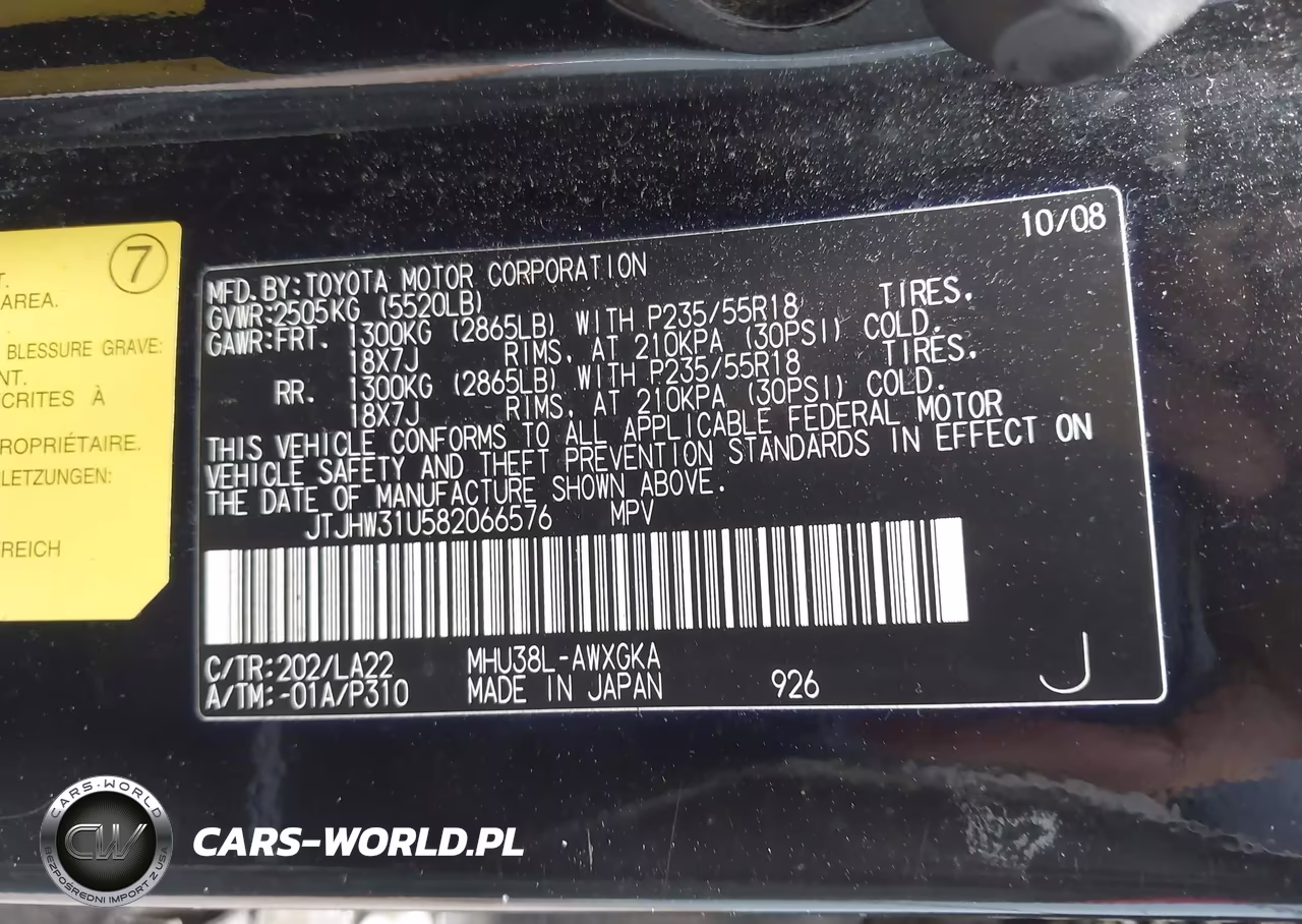 2008 Lexus Rx 400H VIN:JTJHW31U582066576 - 9