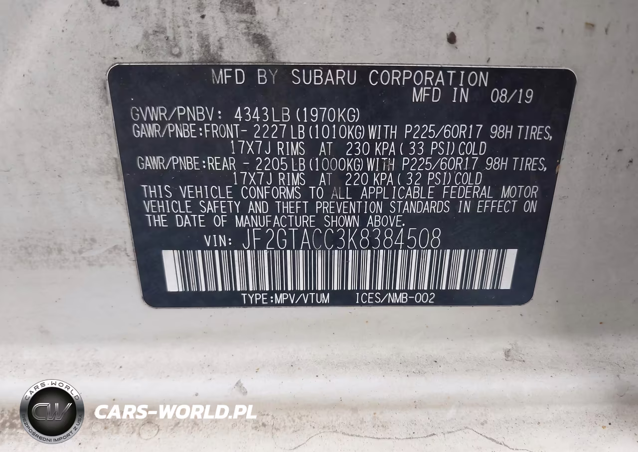 2019 Subaru Crosstrek 2.0I Premium VIN:JF2GTACC3K8384508 - 9
