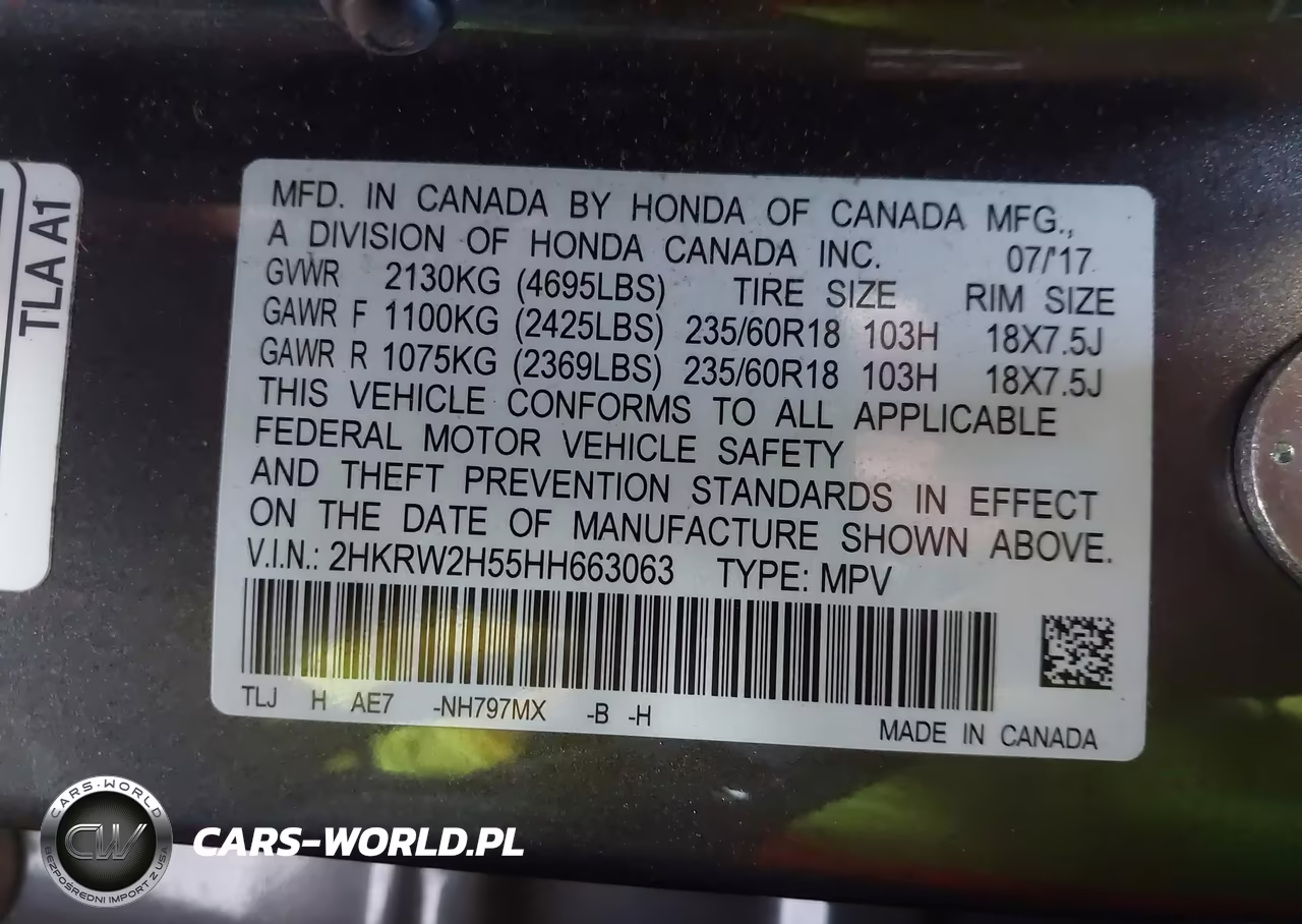2017 Honda Cr-V Ex VIN:2HKRW2H55HH663063 - 9