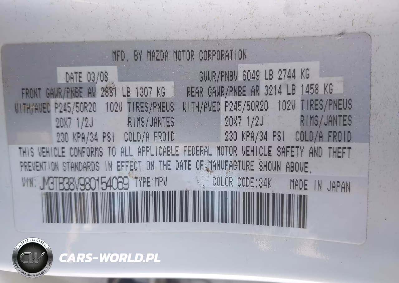 2008 Mazda Cx-9 Grand Touring VIN:JM3TB38V980154069 - 9