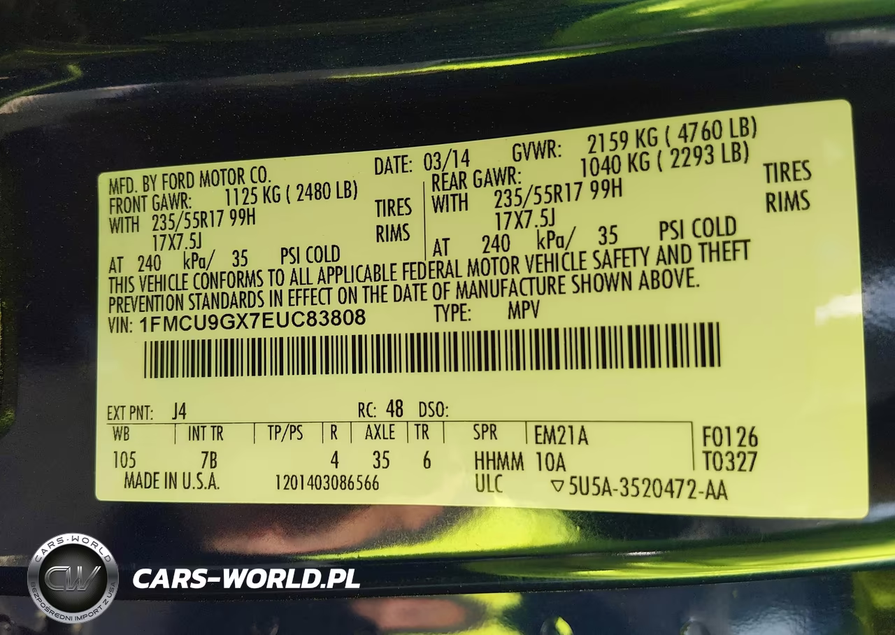 2014 Ford Escape Se VIN:1FMCU9GX7EUC83808 - 9