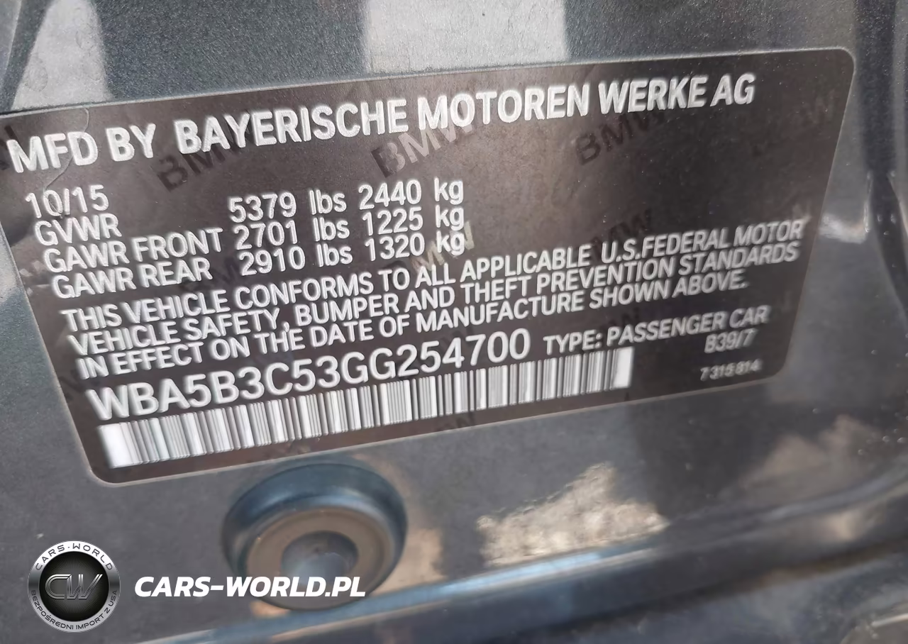 2016 BMW 535I xDrive VIN:WBA5B3C53GG254700 - 9