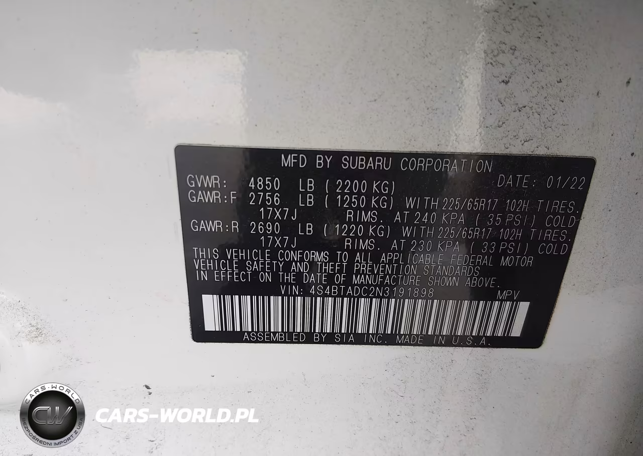 2022 Subaru Outback Premium VIN:4S4BTADC2N3191898 - 9