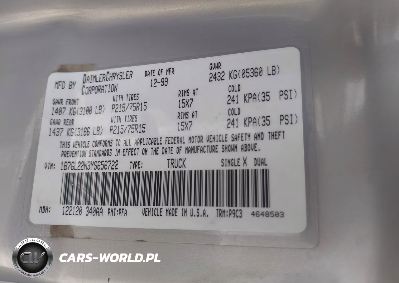 2000 Dodge Dakota Slt-Sport VIN:1B7GL22N3YS656722 - 9