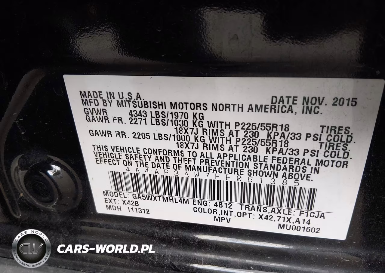 2015 Mitsubishi Outlander Sport Es VIN:4A4AP3AW7FE061385 - 9