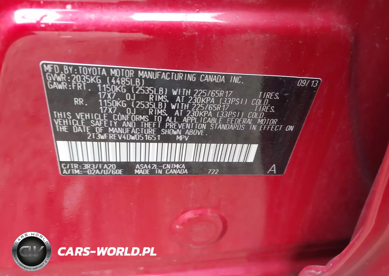 2013 Toyota Rav4 Xle VIN:2T3WFREV4DW051651 - 9