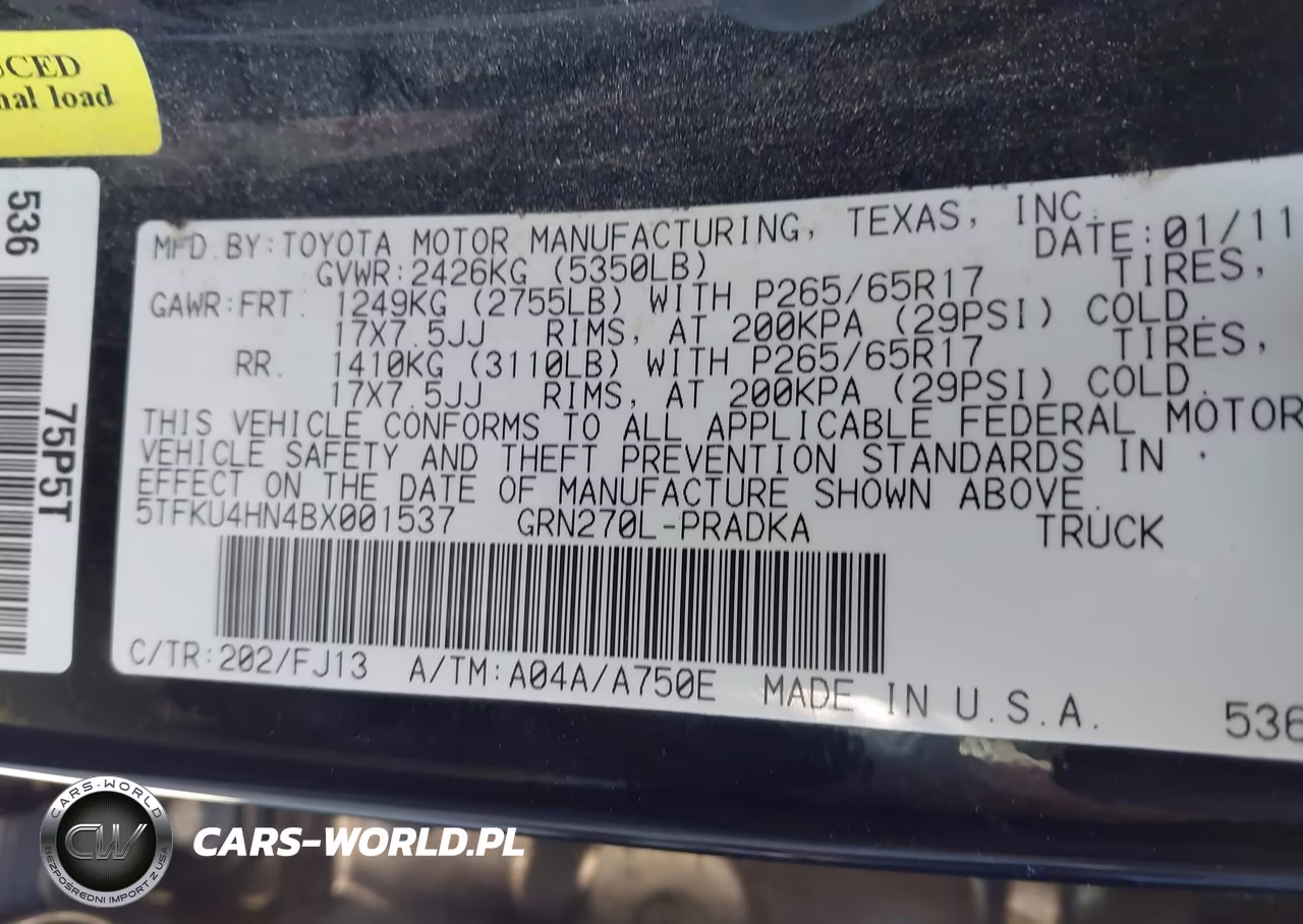 2011 Toyota Tacoma Prerunner V6 VIN:5TFKU4HN4BX001537 - 9