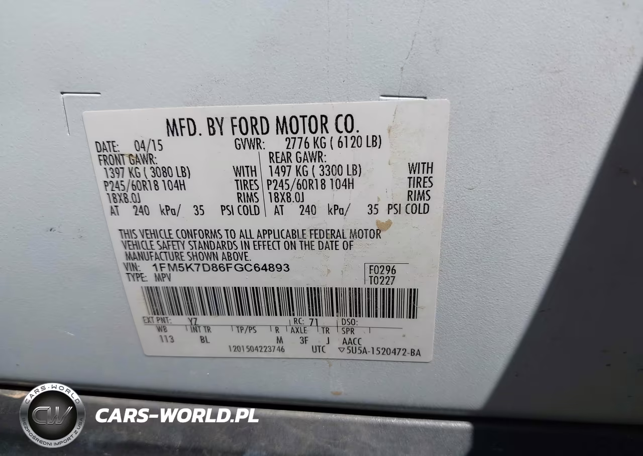2015 Ford Explorer Xlt VIN:1FM5K7D86FGC64893 - 9