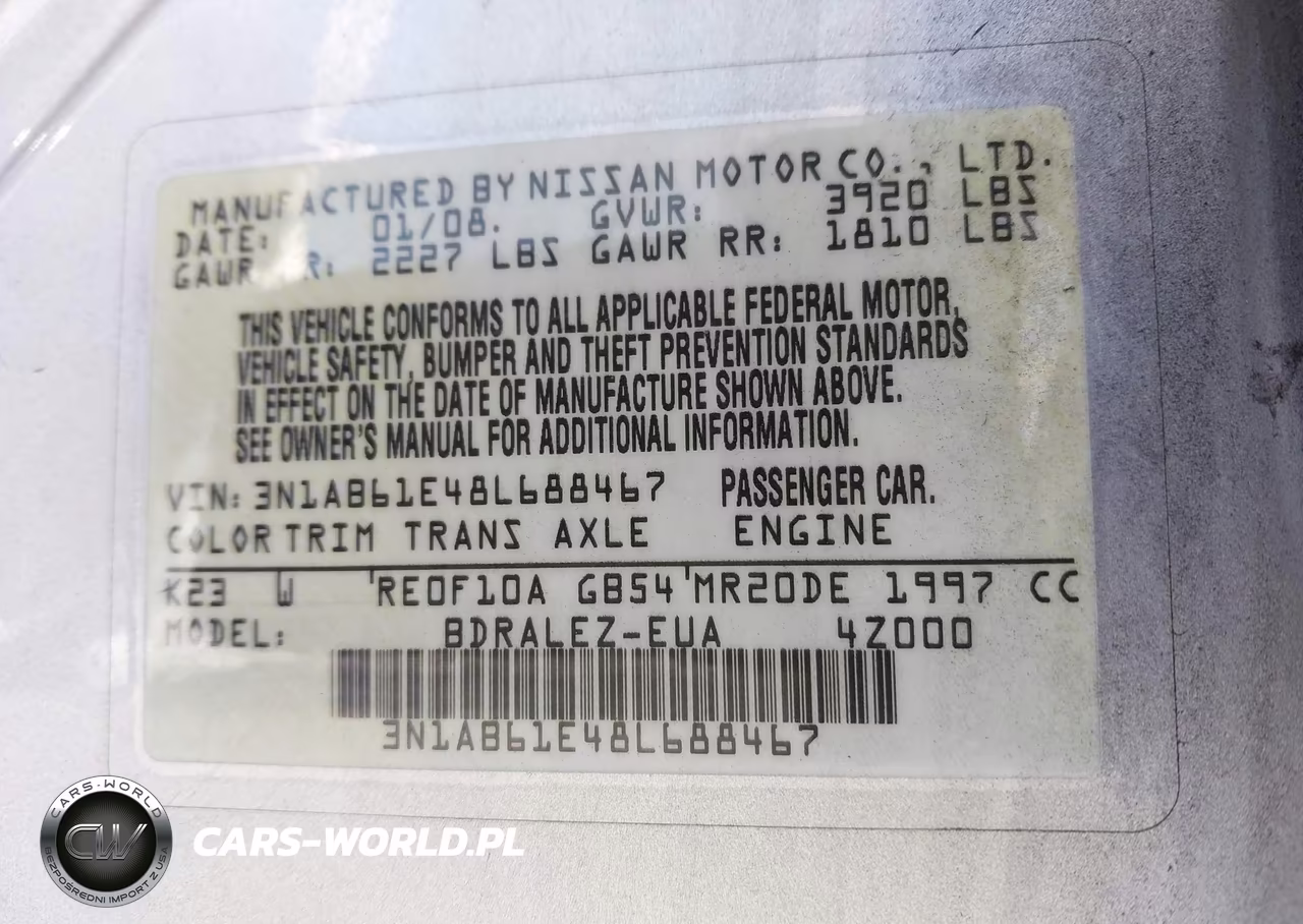 2008 Nissan Sentra 2.0S VIN:3N1AB61E48L688467 - 9