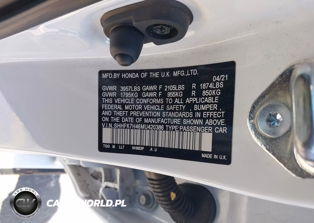 2021 Honda Civic Sport VIN:SHHFK7H46MU420386 - 9