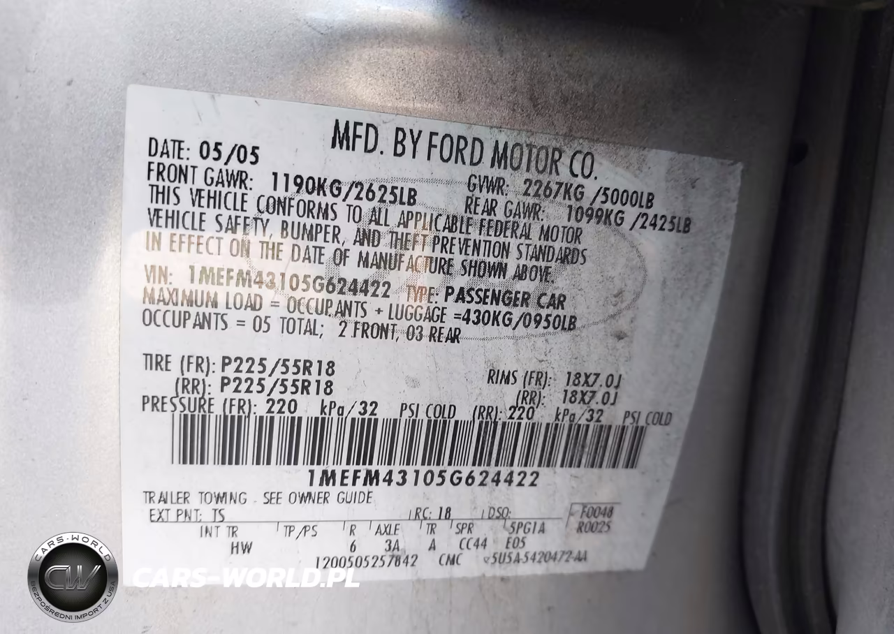 2005 Mercury Montego Premier VIN:1MEFM43105G624422 - 9