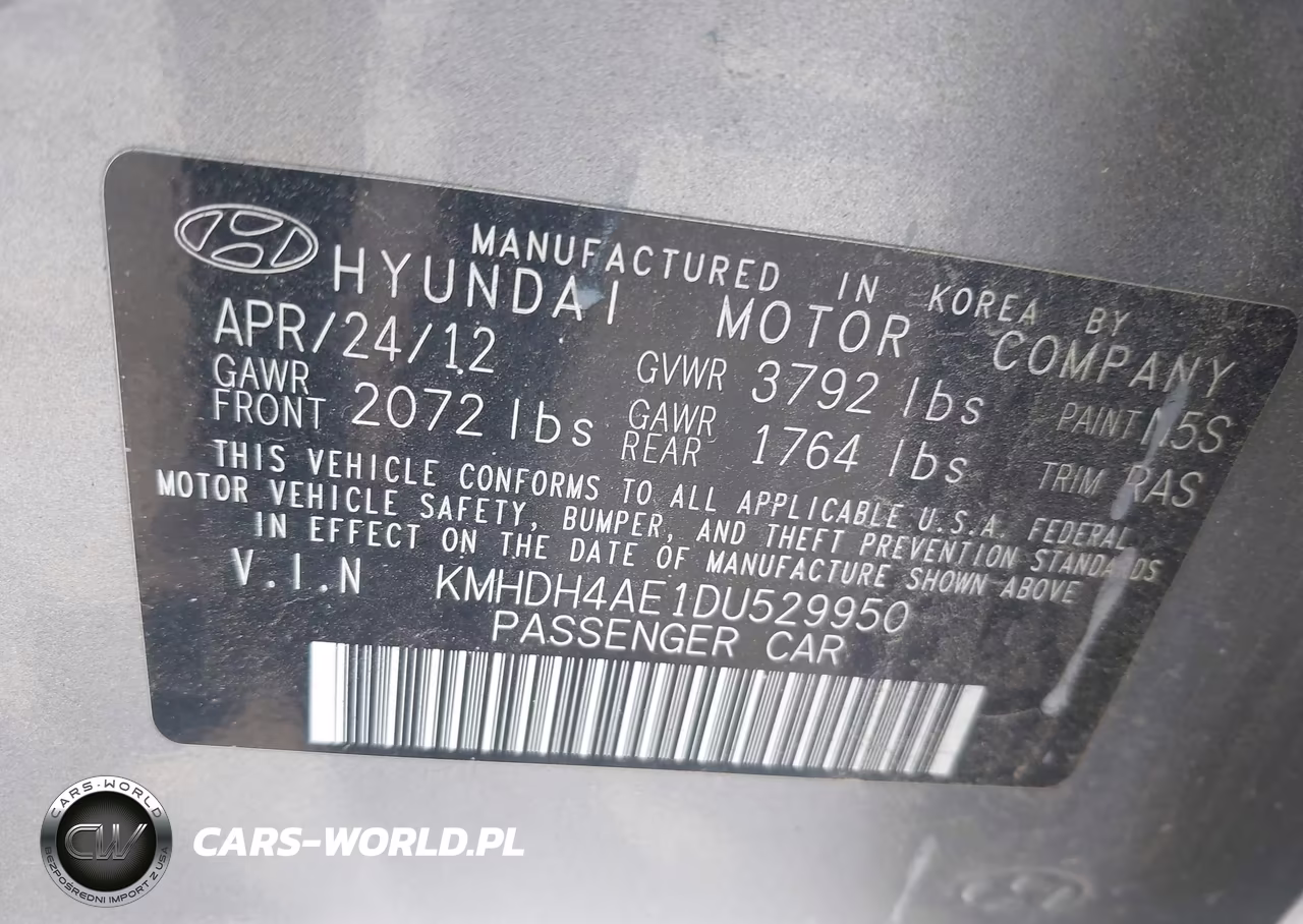 2013 Hyundai Elantra Gls VIN:KMHDH4AE1DU529950 - 9