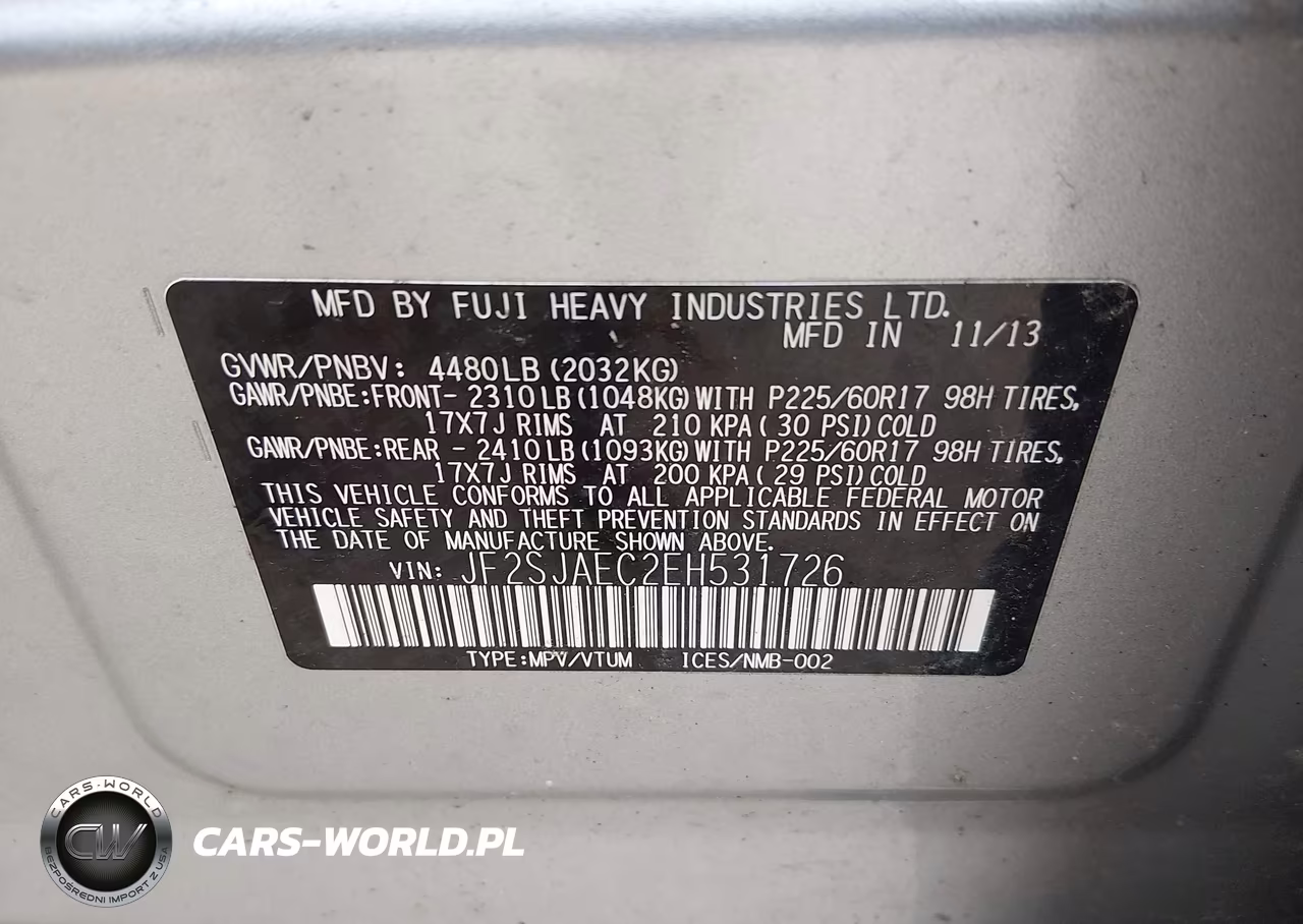 2014 Subaru Forester 2.5I Premium VIN:JF2SJAEC2EH531726 - 9