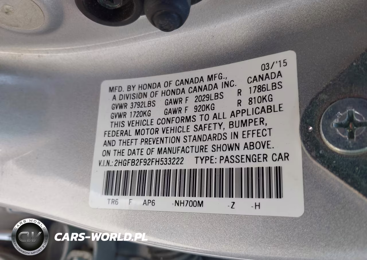 2015 Honda Civic Ex-L VIN:2HGFB2F92FH533222 - 9