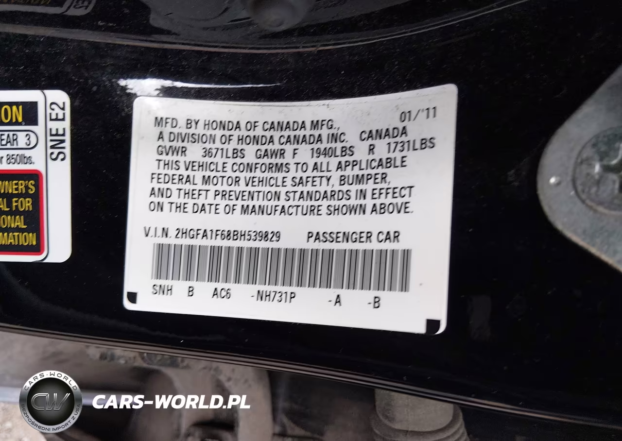 2011 Honda Civic Lx-S VIN:2HGFA1F68BH539829 - 9