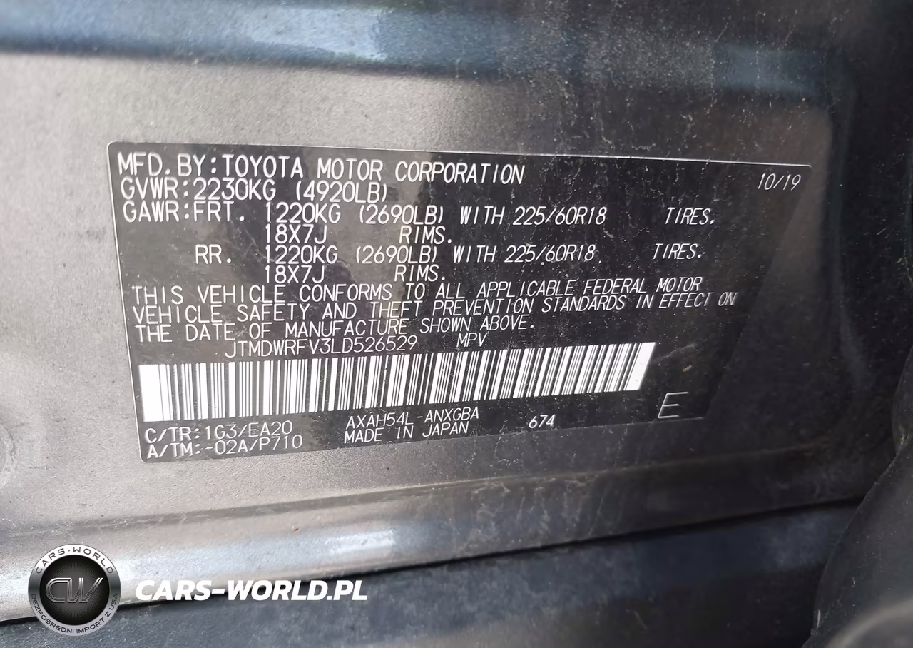 2020 Toyota Rav4 Hybrid Limited VIN:JTMDWRFV3LD526529 - 9