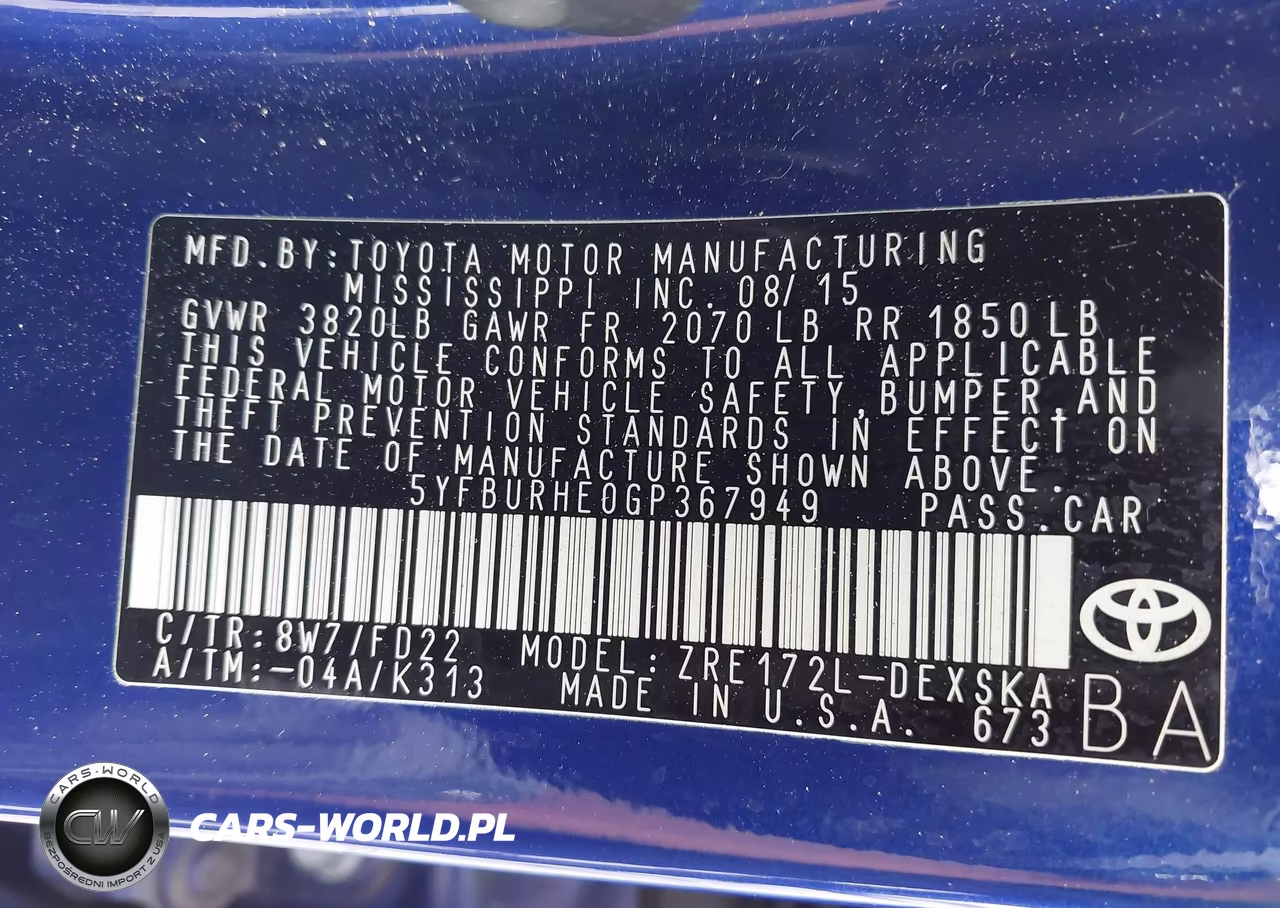 2016 Toyota Corolla S Plus VIN:5YFBURHE0GP367949 - 9
