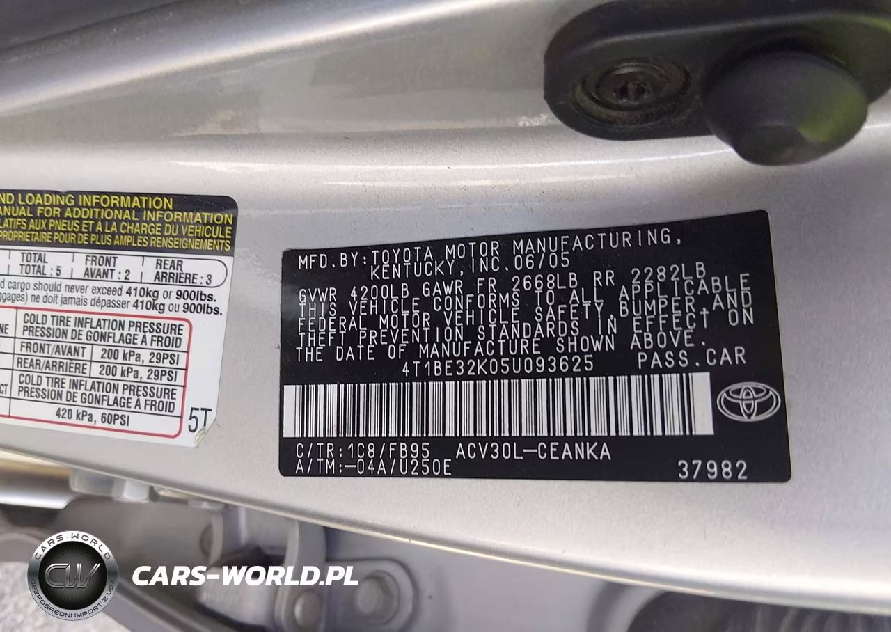 2005 Toyota Camry Std VIN:4T1BE32K05U093625 - 9