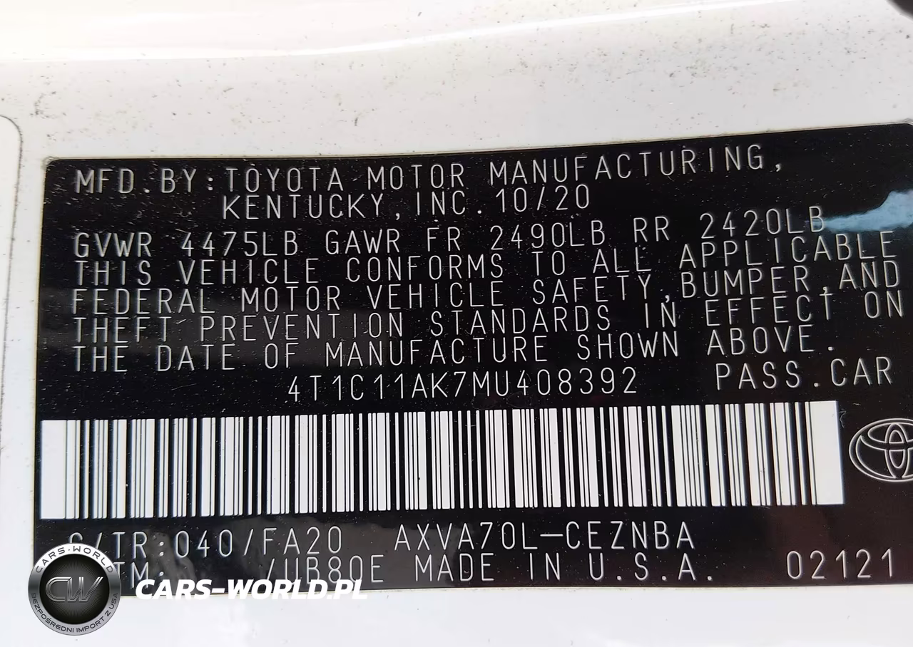 2021 Toyota Camry Le VIN:4T1C11AK7MU408392 - 9