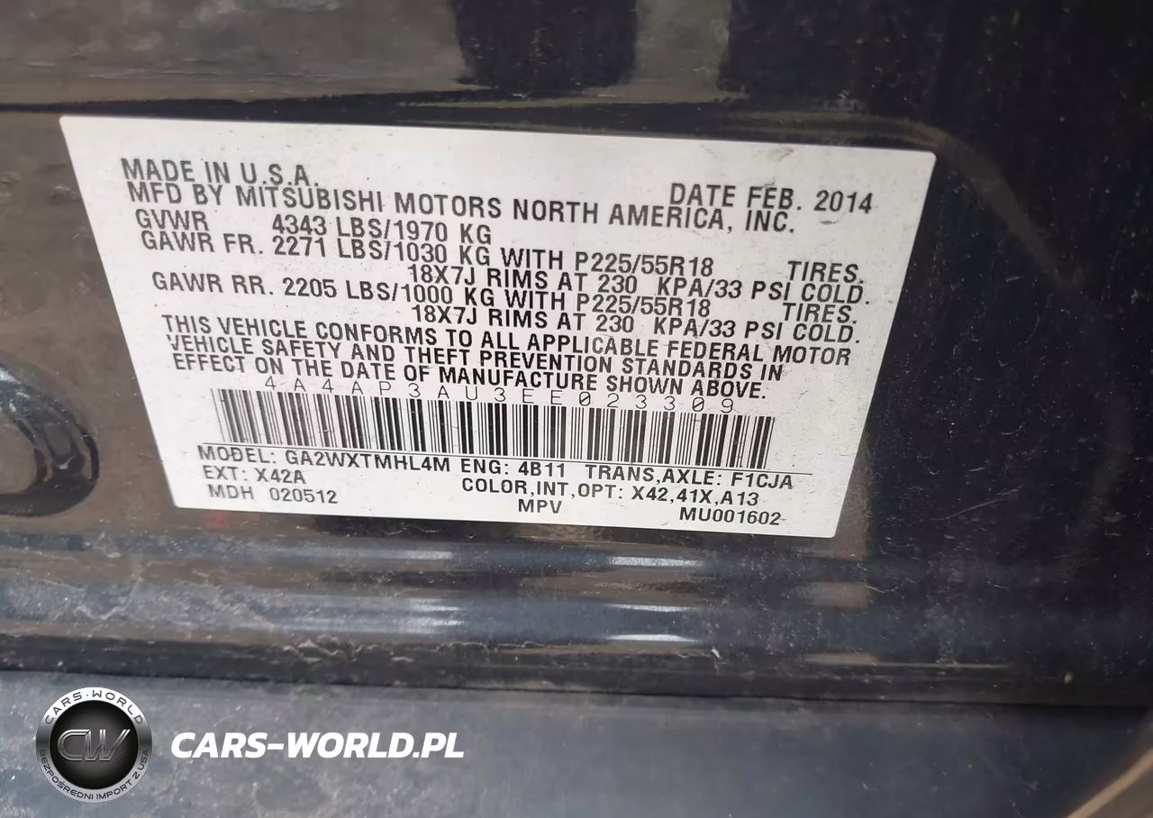 2014 Mitsubishi Outlander Sport Es VIN:4A4AP3AU3EE023309 - 9
