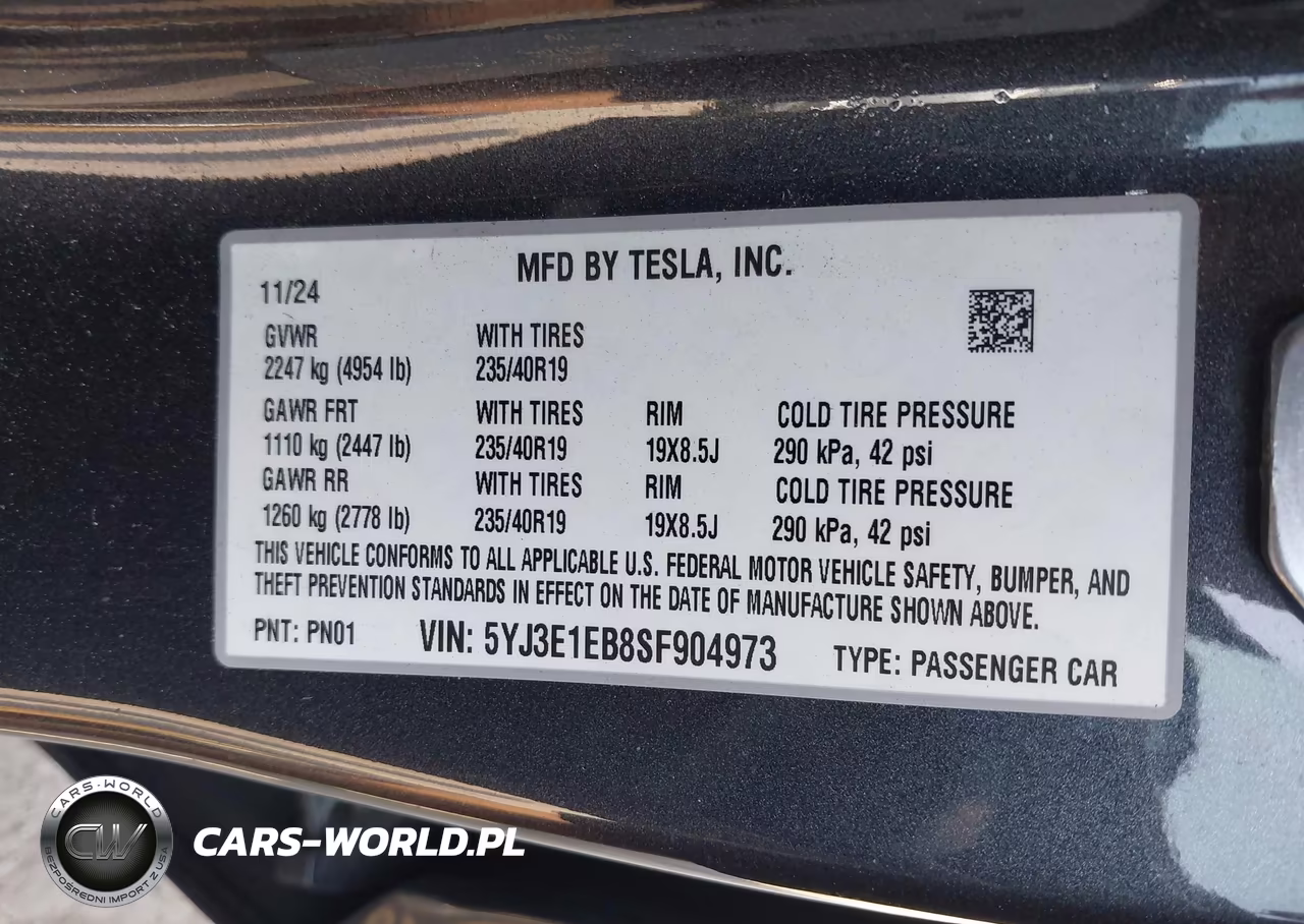2025 Tesla Model 3 Long Range All-Wheel Drive VIN:5YJ3E1EB8SF904973 - 9