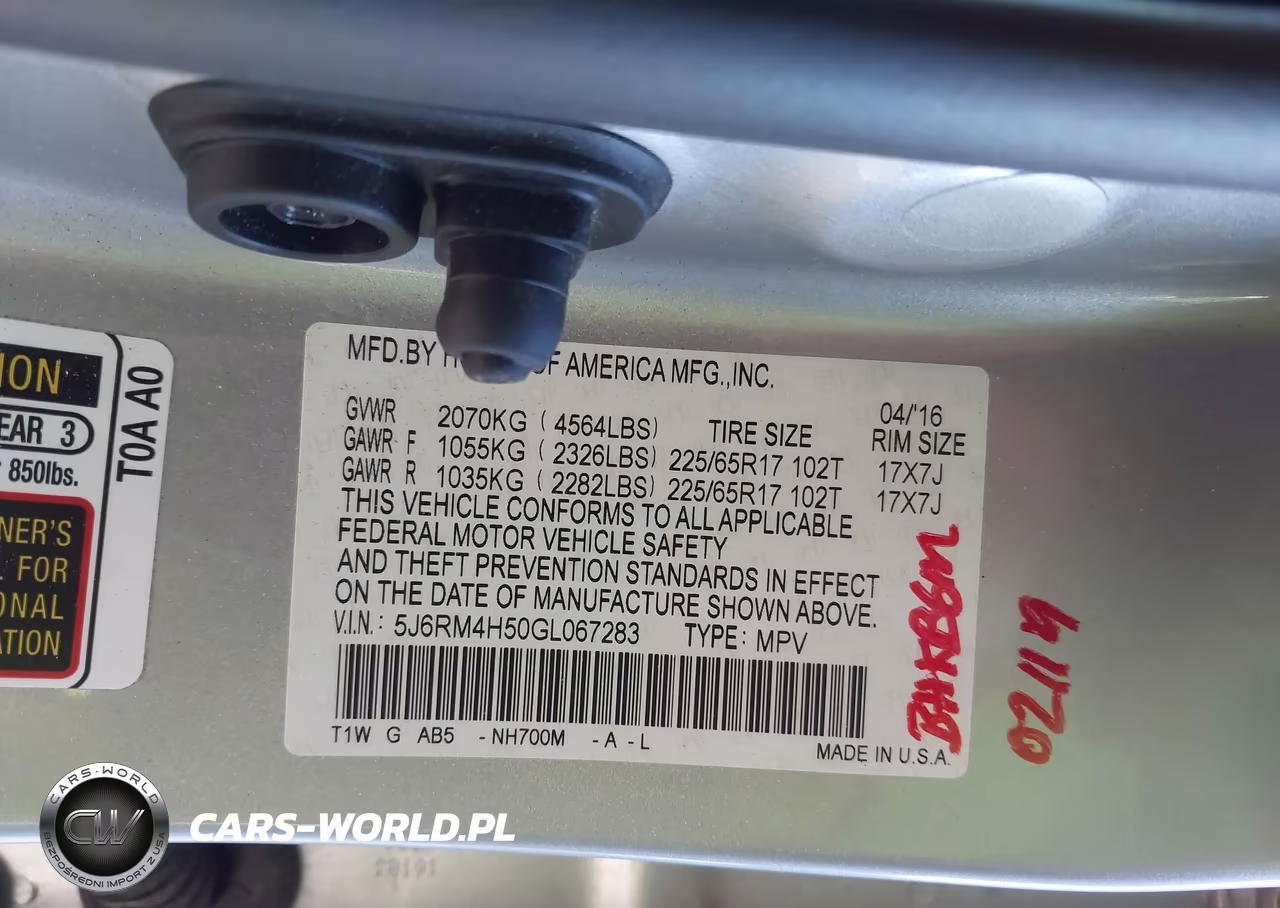 2016 Honda Cr-V Ex VIN:5J6RM4H50GL067283 - 9