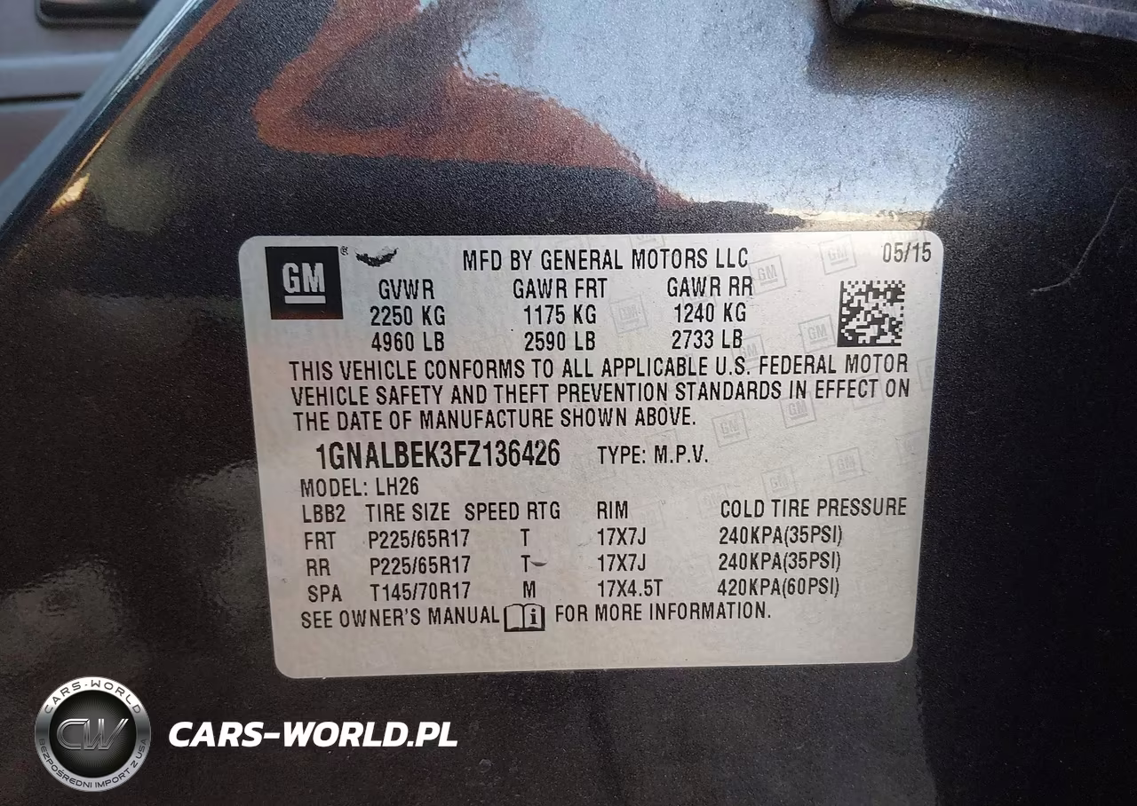 2015 Chevrolet Equinox 1Lt VIN:1GNALBEK3FZ136426 - 9