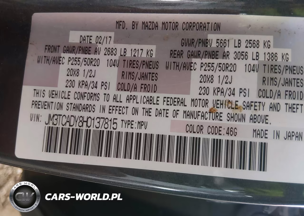 2017 Mazda Cx-9 Grand Touring VIN:JM3TCADY8H0137815 - 9