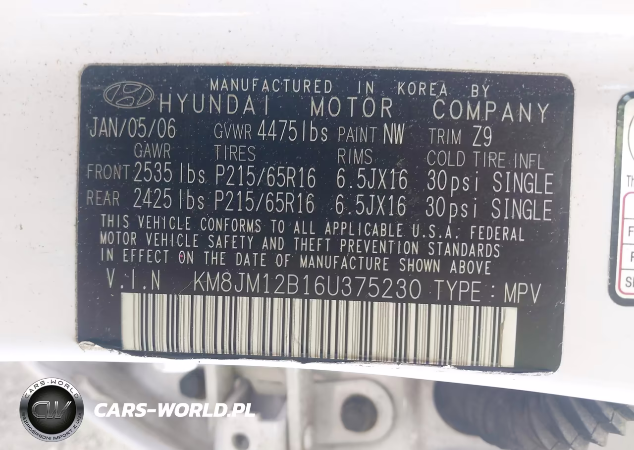 2006 Hyundai Tucson Gl VIN:KM8JM12B16U375230 - 9