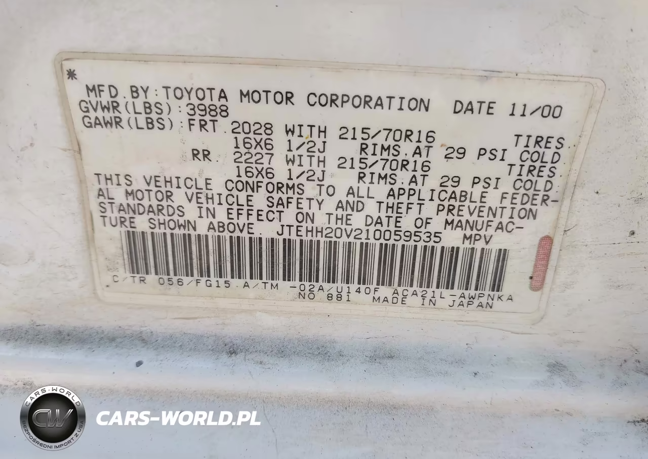 2001 Toyota Rav4 VIN:JTEHH20V210059535 - 9
