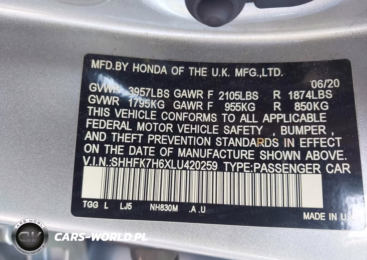 2020 Honda Civic Ex VIN:SHHFK7H6XLU420259 - 9