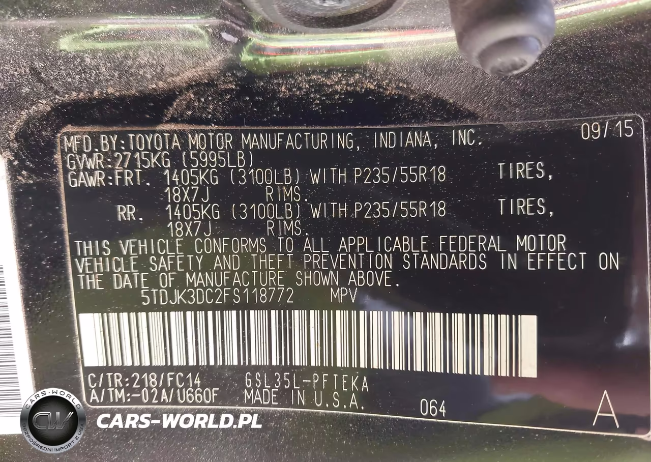 2015 Toyota Sienna Le 7 Passenger VIN:5TDJK3DC2FS118772 - 9