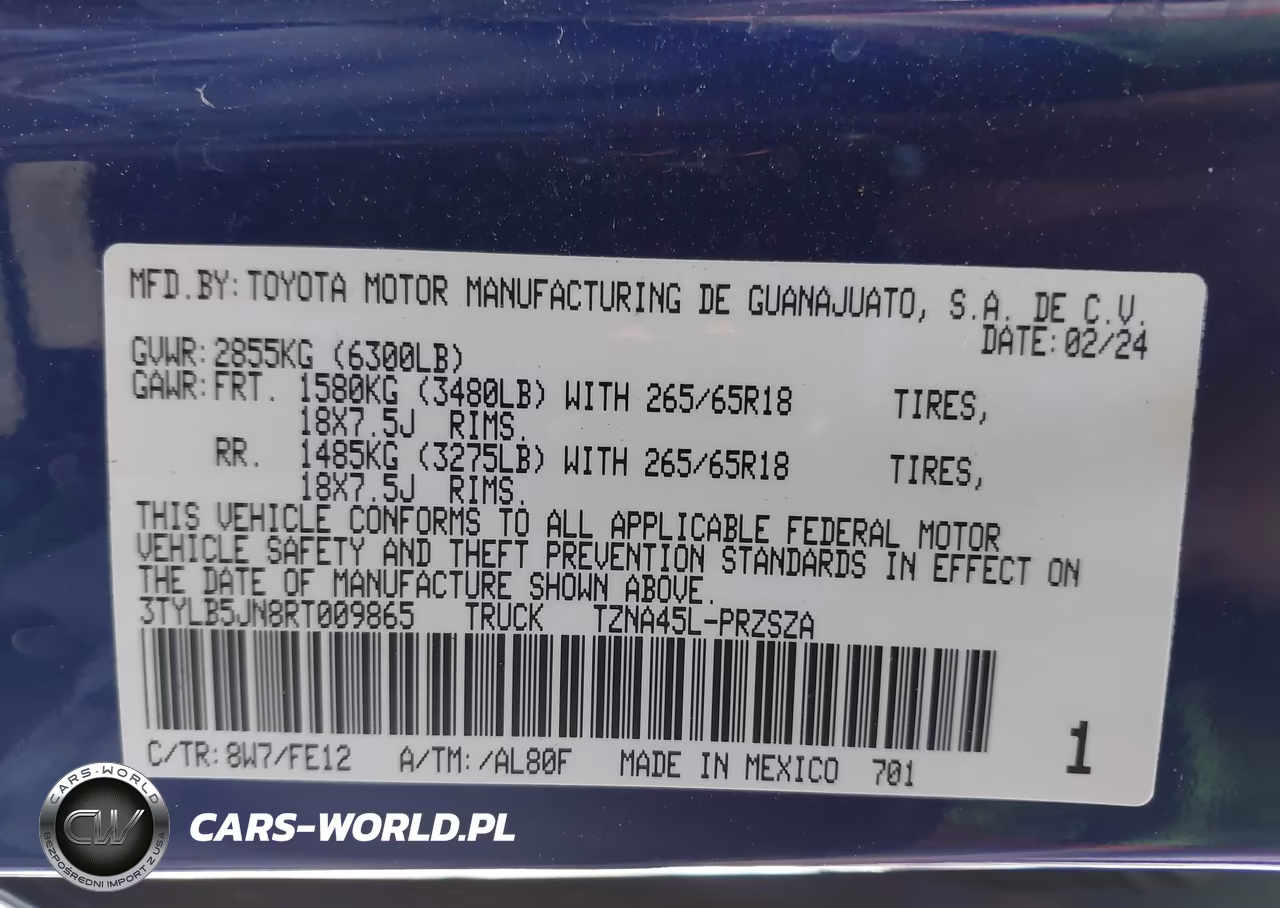 2024 Toyota Tacoma Trd Sport VIN:3TYLB5JN8RT009865 - 9