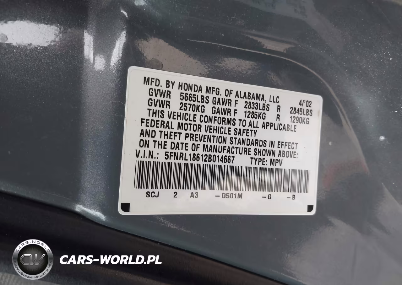 2002 Honda Odyssey Ex VIN:5FNRL18612B014667 - 9