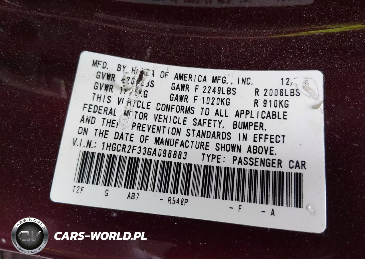 2016 Honda Accord Lx VIN:1HGCR2F33GA098883 - 9