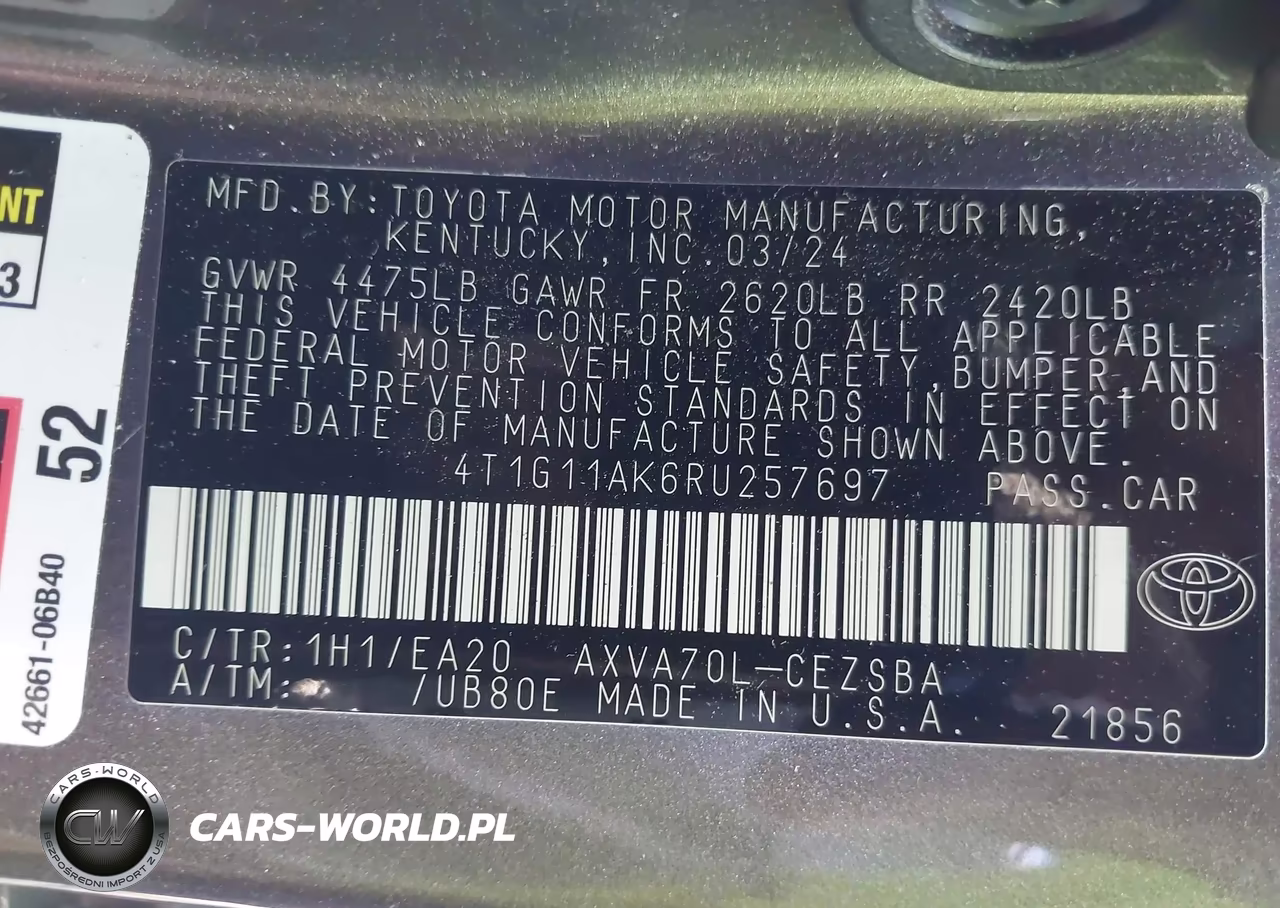 2024 Toyota Camry Se VIN:4T1G11AK6RU257697 - 9